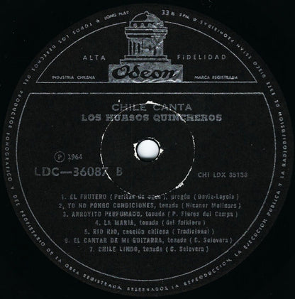 Los Huasos Quincheros : Chile Canta (LP, Album, RE, Bla)
