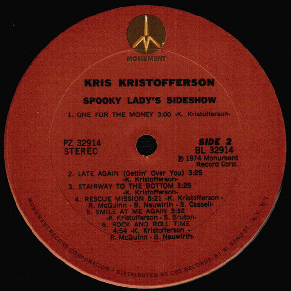 Kris Kristofferson : Spooky Lady's Sideshow (LP, Album, Pit)