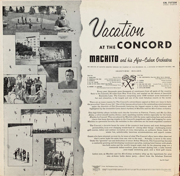 Machito & His Afro-Cuban Orchestra* : Vacation At The Concord (LP, Album)