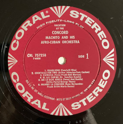 Machito & His Afro-Cuban Orchestra* : Vacation At The Concord (LP, Album)