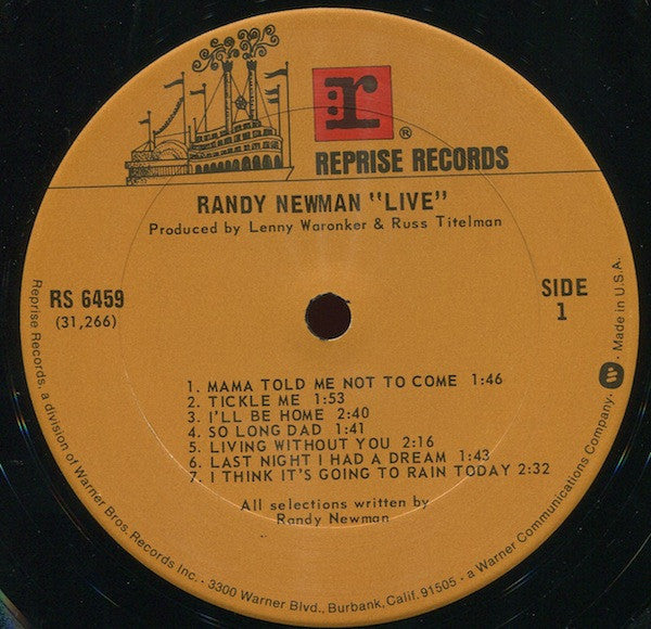 Randy Newman : Live (LP, Album, RP)
