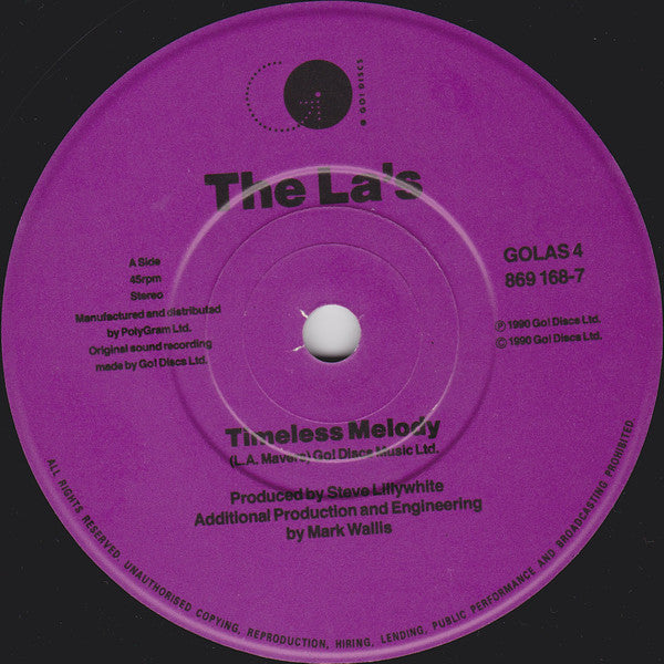 The La's : Timeless Melody (7", Single, Pap)