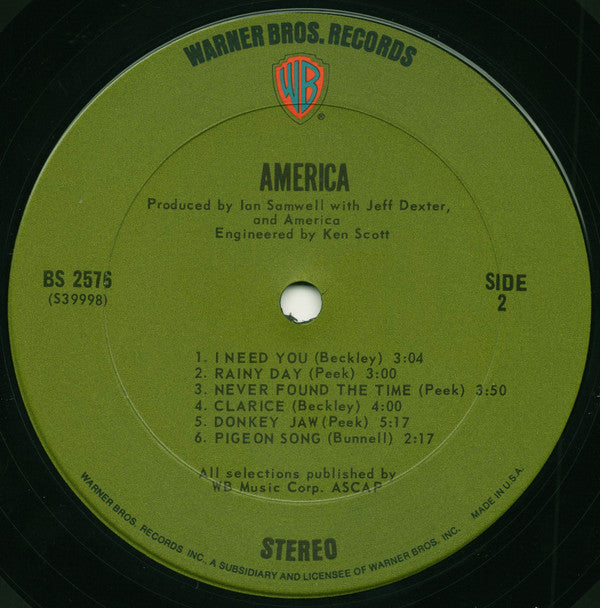 America (2) : America (LP, Album)