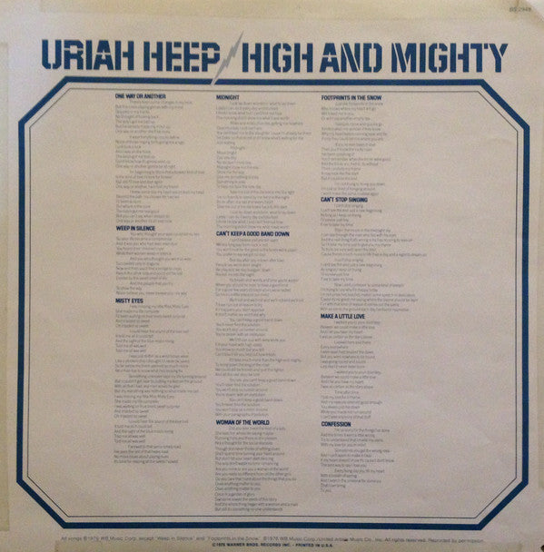 Uriah Heep : High And Mighty (LP, Album, Pit)