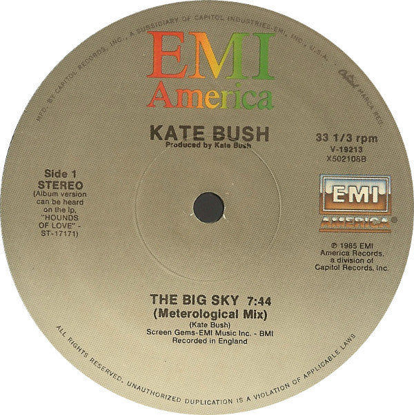 Kate Bush : The Big Sky (Meteorological Mix) (12", Single)