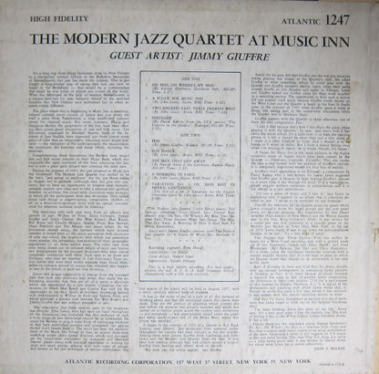 The Modern Jazz Quartet Guest Artist: Jimmy Giuffre : The Modern Jazz Quartet At Music Inn (LP, Album, Mono)
