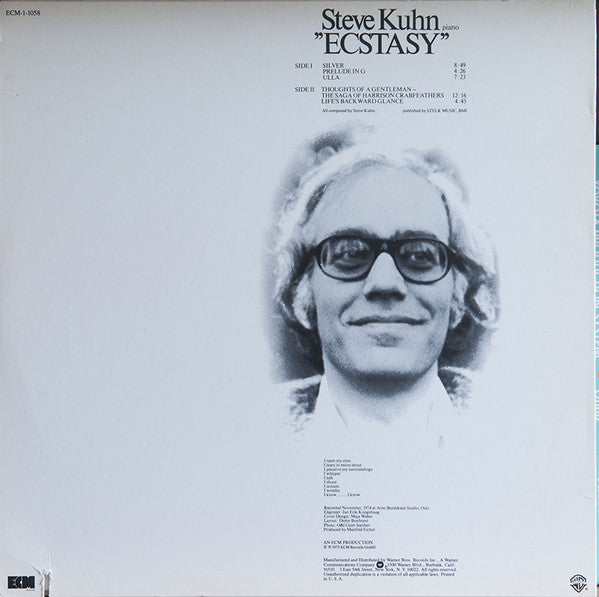 Steve Kuhn : Ecstasy (LP, Album)