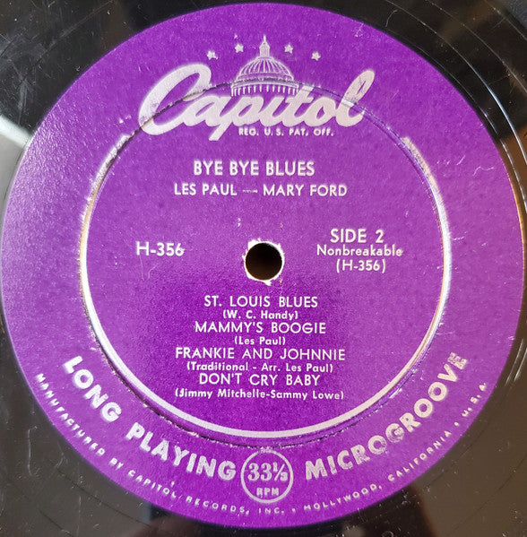 Les Paul & Mary Ford : Bye Bye Blues! (10", Album, Scr)