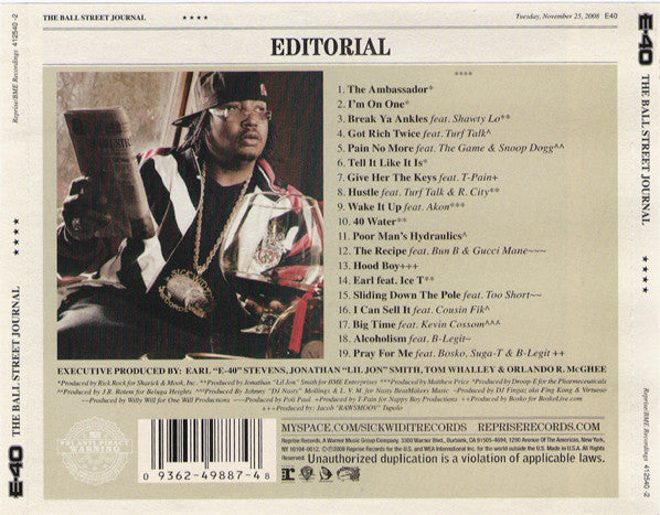 E-40 : The Ball Street Journal (CD, Album)