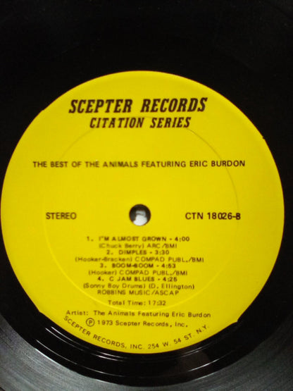 The Animals Featuring Eric Burdon : The Best Of The Animals Featuring Eric Burdon (LP, Album, RE)