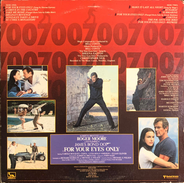 Bill Conti : For Your Eyes Only (Original Motion Picture Soundtrack) (LP, Album, Jac)