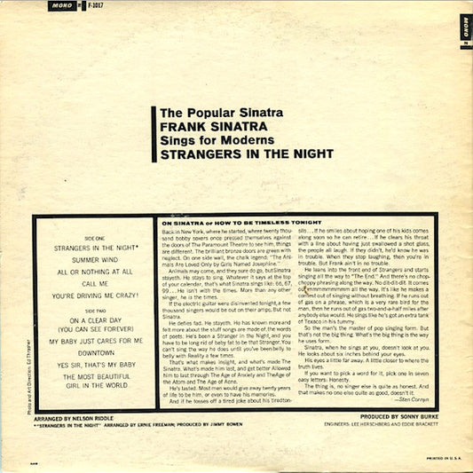 Frank Sinatra : Strangers In The Night (LP, Album, Mono)