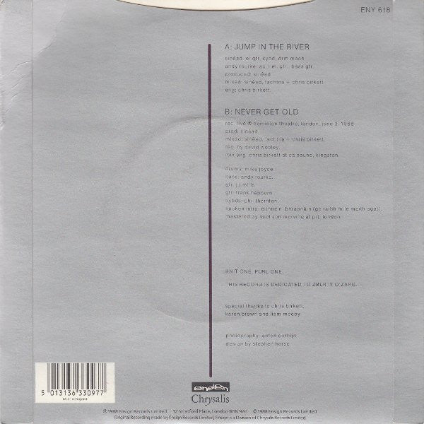 Sinéad O'Connor : Jump In The River (7", Single)