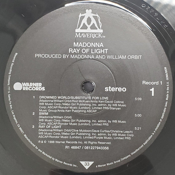 Madonna : Ray Of Light (2xLP, Album, RE, RP, 180)