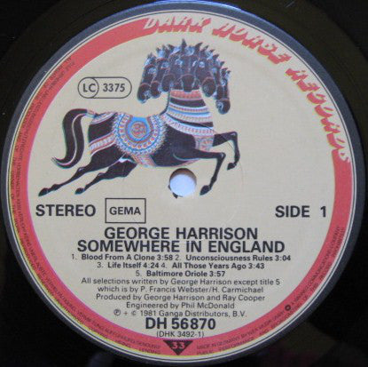 George Harrison : Somewhere In England (LP, Album)