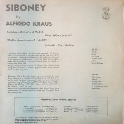 Alfredo Kraus : Siboney (LP, Album, RE)