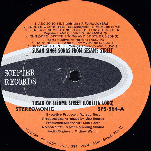 Susan* With The Children's Chorus (2) : Susan Sings Songs From Sesame Street (LP, Album, Ste)