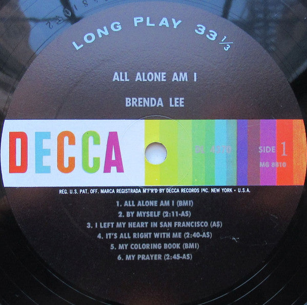 Brenda Lee : All Alone Am I (LP, Album, Mono)