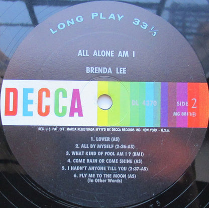 Brenda Lee : All Alone Am I (LP, Album, Mono)