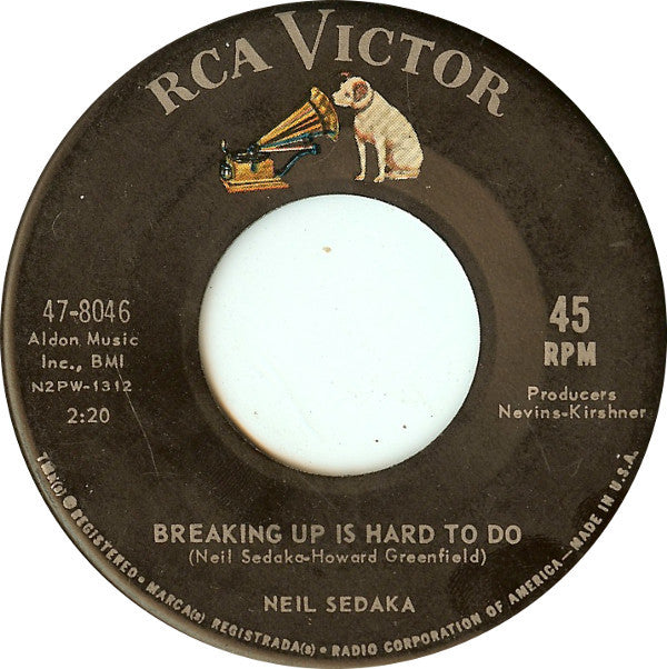 Neil Sedaka : Breaking Up Is Hard To Do (7", Single, Ind)