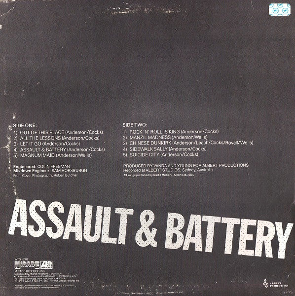 Rose Tattoo : Assault & Battery (LP, Album, Spe)