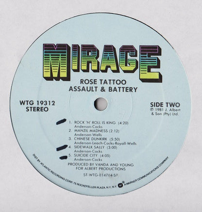Rose Tattoo : Assault & Battery (LP, Album, Spe)