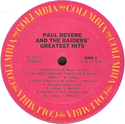Paul Revere & The Raiders : Greatest Hits (LP, Comp, RE, Car)