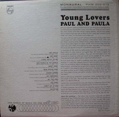 Paul & Paula : Sing For Young Lovers (LP, Album, Mono)