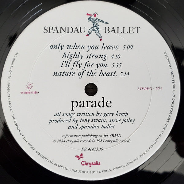 Spandau Ballet : Parade (LP, Album, Pit)