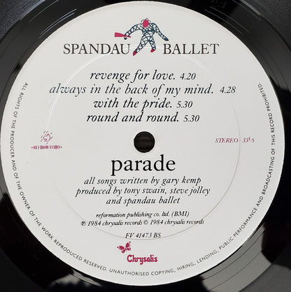 Spandau Ballet : Parade (LP, Album, Pit)