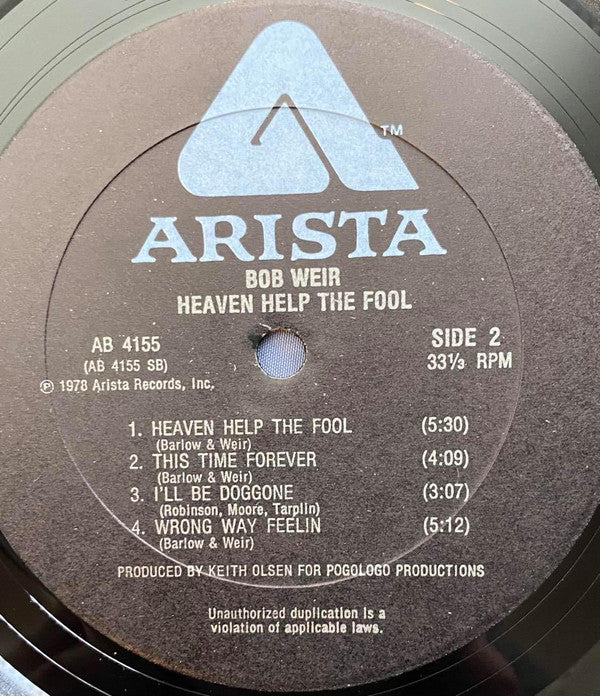 Bob Weir : Heaven Help The Fool (LP, Album, All)