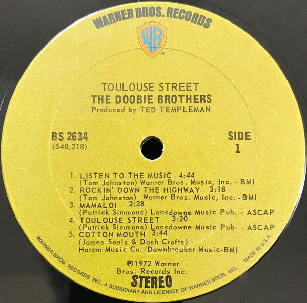The Doobie Brothers : Toulouse Street (LP, Album, Pit)