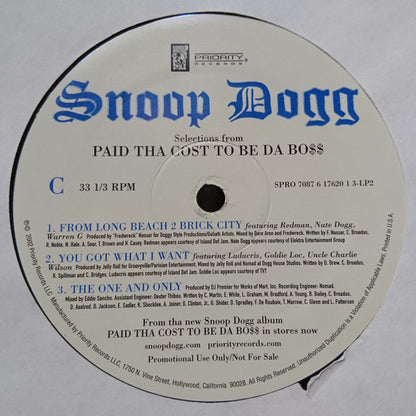 Snoop Dogg : Selections From Paid Tha Cost To Be Da Bo$$ (2xLP, Promo, Smplr)