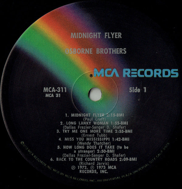 Osborne Brothers* : Midnight Flyer (LP, Album, Glo)