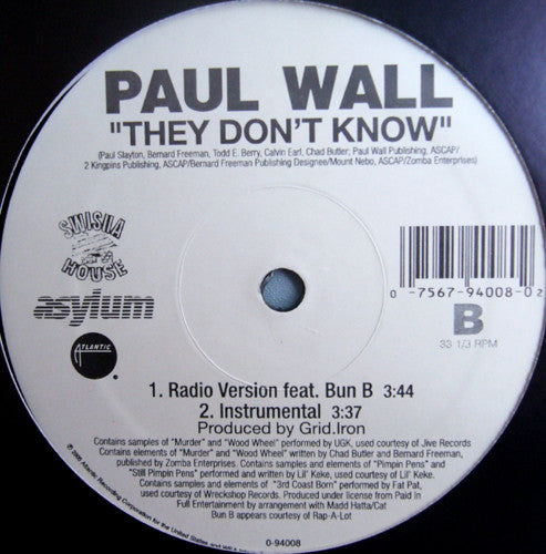 Paul Wall : They Don't Know (12")