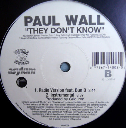 Paul Wall : They Don't Know (12")