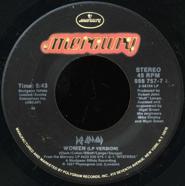 Def Leppard : Women (7", Single, Spe)