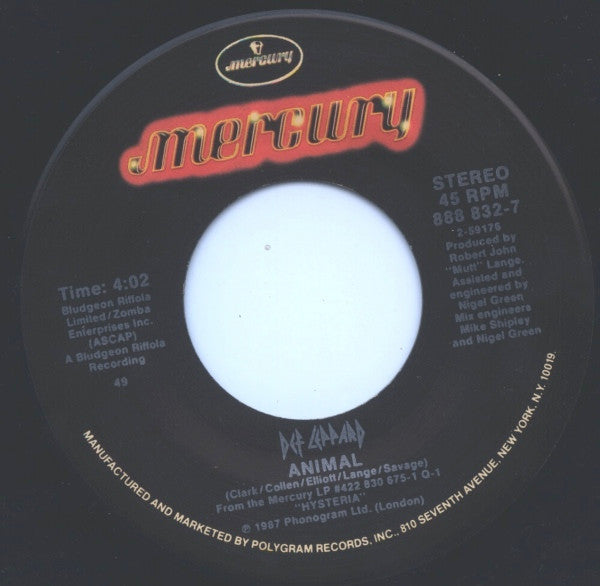 Def Leppard : Animal (7", Single, 49)