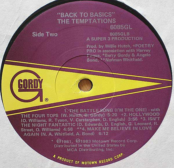 The Temptations : Back To Basics (LP, Album)