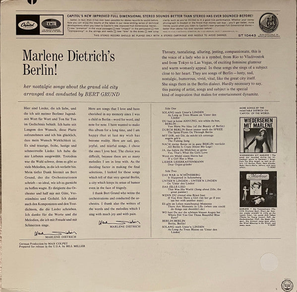 Marlene Dietrich : Marlene Dietrich's Berlin (LP, Album)