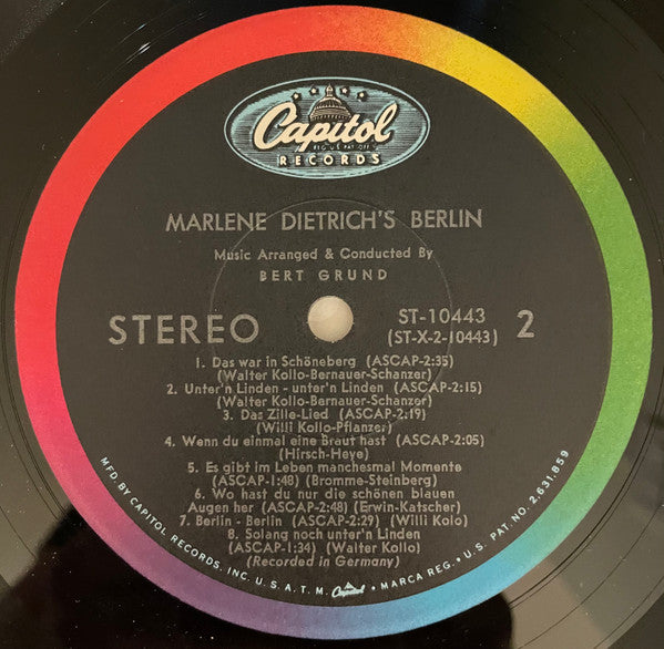 Marlene Dietrich : Marlene Dietrich's Berlin (LP, Album)