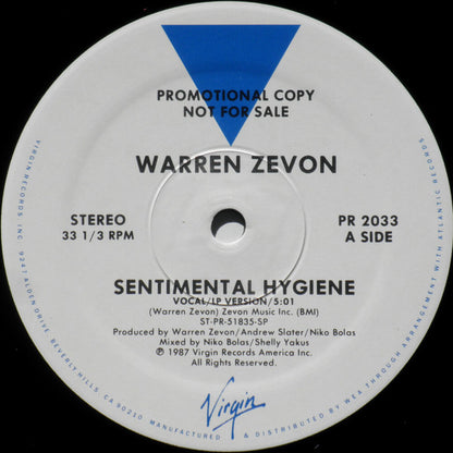 Warren Zevon : Sentimental Hygiene (12", Promo)
