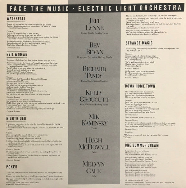 Electric Light Orchestra : Face The Music (LP, Album, All)