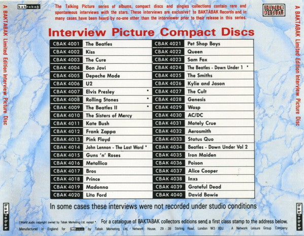 Metallica : The Metallica Interviews (CD, Ltd, Unofficial)