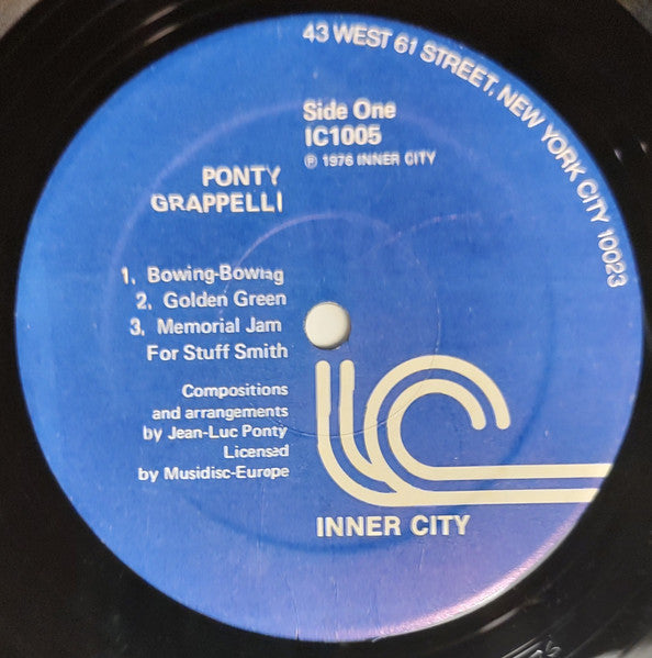 Jean-Luc Ponty - Stéphane Grappelli Featuring Maurice Vander, Philippe Catherine*, Tony Bonfils, Andre Ceccarelli* : Ponty - Grappelli (LP, Album)