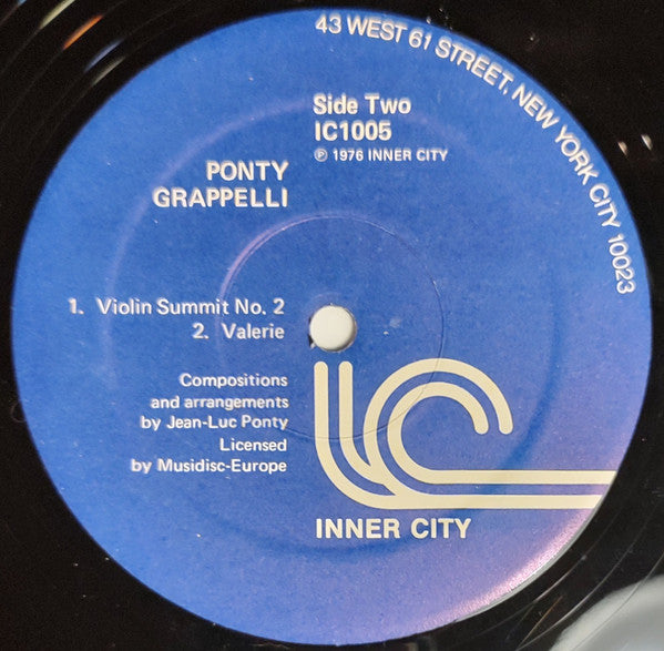 Jean-Luc Ponty - Stéphane Grappelli Featuring Maurice Vander, Philippe Catherine*, Tony Bonfils, Andre Ceccarelli* : Ponty - Grappelli (LP, Album)