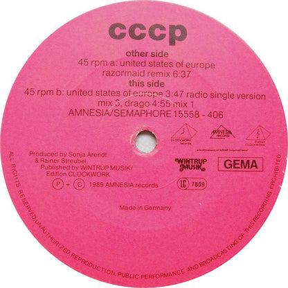 CCCP* : United States Of Europe (Razormaid Remix) (12", Maxi)