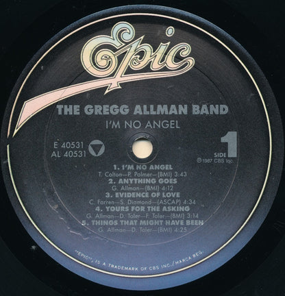 The Gregg Allman Band : I'm No Angel (LP, Album, Car)