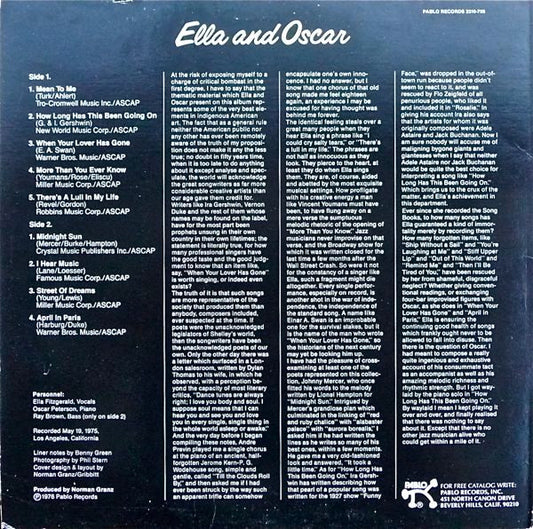 Ella Fitzgerald / Oscar Peterson : Ella And Oscar (LP, Album)