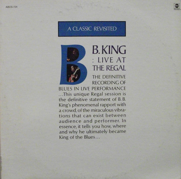 B.B. King : Live At The Regal (LP, Album, RE, San)